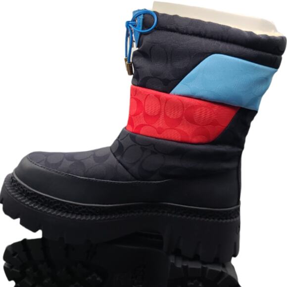 Coach Shearling Multicolor Chunky Puffer Winter Boots ~ size 7B - Picture 1 of 12